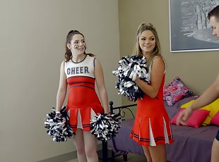 Cheerleaders Ember Stone and Ms Faris drop their clothes for one man
