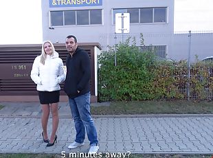 Busty blonde stranger Black picked up and fucked in the van