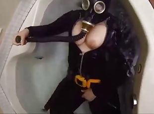 fetichista, látex, máscara, submarino