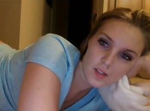 Horny blonde babe on webcam playing and toying her warm pussy with dildo
