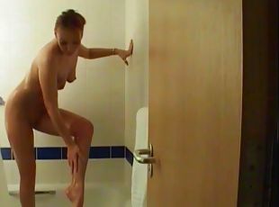 kąpiel, gwiazda-porno, naturalne, prysznic, solo