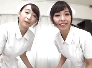 infermiere, giapponesi, trio, pov, uniformi, peni