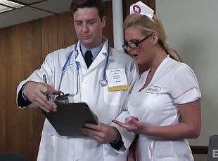 очки, медсестра, с-доктором, хардкор, порнозвезды, парочки, грязный-секс, униформа