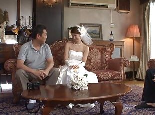 asiatique, mariée, poilue, chatte-pussy, hardcore, japonais, doigtage, mariage, réalité