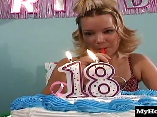Misty Park oiled anal gets blasted hardcore during her birthday