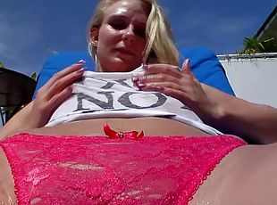 Cute blonde girl next door gives good head and rides his dick