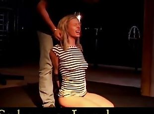 Blond painful bondage played in the basement bdsm