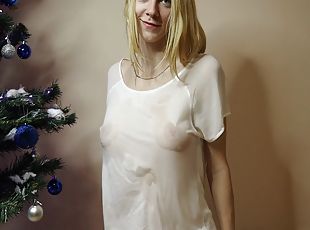Christmas Wet T-shirt With Nipple Openings