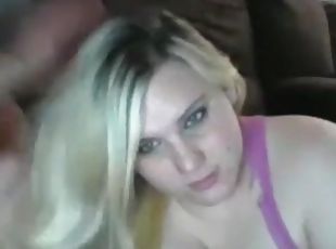 Hairjob blonde and cum in her hair, long hair, hair