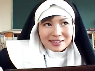Pretty Asian nun is swallowing loads of jizz