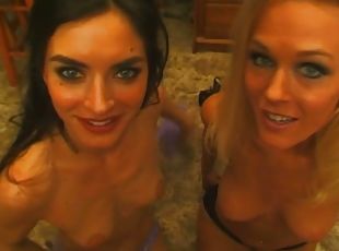 Two Amateur Beauties Get On Their Knees And Give A Hot Blowjob