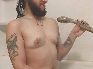 banhos, amador, anal, chuveiro, sozinho