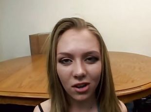 Fair-haired bitch finally acquires facial bukkake after blowing several dongs