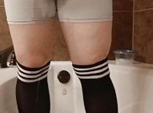 Wetting With A Hard Cock & Socks