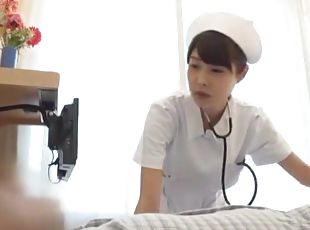 Slutty Japanese nurse receives a cumshot after sucking a dick