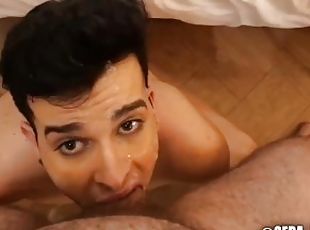 Prostitute makes him extreme deepthroat and kicks him out of the hotel naked
