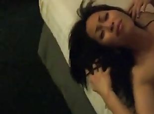 An exotic-looking Asian slut gets rammed by an ebony dude