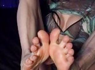 wonderful footjob from a busty babe (JOI)