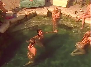 Sexy Playboy models having great swim party in a mansion