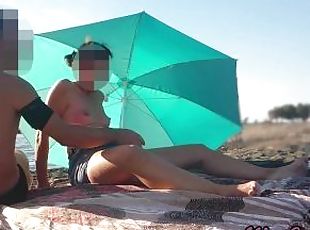 Pussy flashing in Public beach Squirting and Intense Orgasm in Front of Everyone - MissCreamy