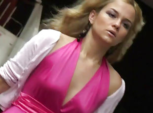 Arousing blonde gets filmed by voyeur