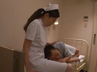 Japanese nurse treats man with extra sloppy BJ