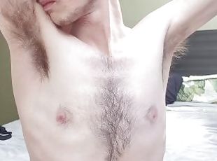 Sexy guy sniffs and licks hairy armpits