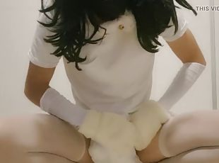 Sissy Kitten jerks off then cums in her diaper