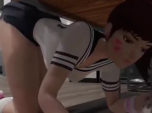 Dva got stuck under the table Rule 34 Animation (Bewyx) [Overwatch]