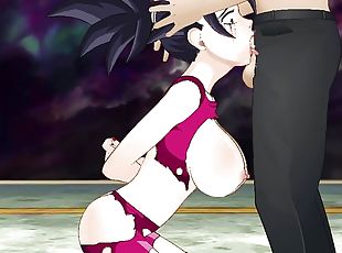Fusion slut Kefla instinctively worships his cock deep down her throat after he completely dominated her in battle
