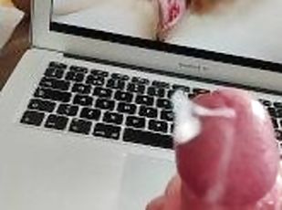 masturbation, amateur, ejaculation-sur-le-corps, webcam, solo, bite