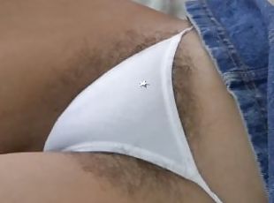Compilation, look how my hair is coming out from between my panties, I love showing off while they m