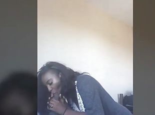 Dirty ebony chick loves to suck a big cock very deeply.
