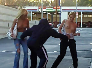 Stranger is taking off bras from cute babes on the street!