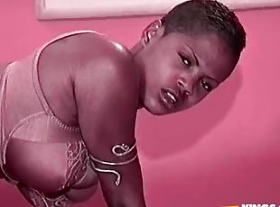 Ebony With Huge Tits Plays With A Toy And Gets Her Pussy Banged By Massive White Man