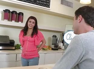 Take a look at this sex-hungry couple banging in the kitchen