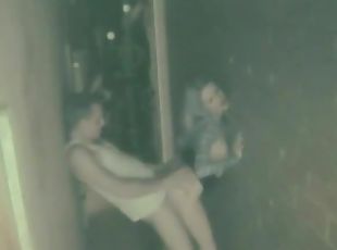 Amateurs fuck passionately in the alley