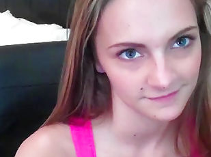 Smiling teenager fucks on cam for a first time