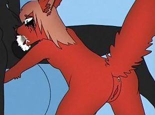 First Blowjob from Furry Foxy  Deep yiff hentai (cum inside mouth)