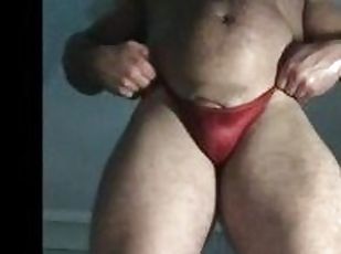 Flexing and posing in a micro poser crushing my smal cock humiliatet my my micro bulge
