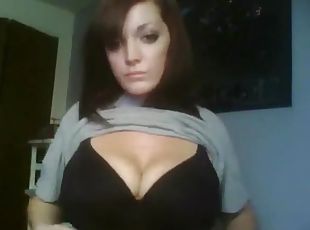 Sexy emo chick plays with her big tits in front of the webcam