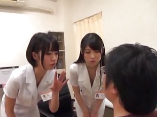 sjuksköterrska, doktor, hardcore, japansk, avrunkning, trekant, påklätt-sex, uniform