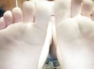 Dirty barefeet feet, and wiggle toes