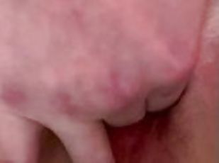 Creamy squirting while fingering my hairy pussy