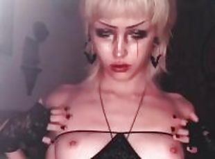 Goth emo girl strips naked