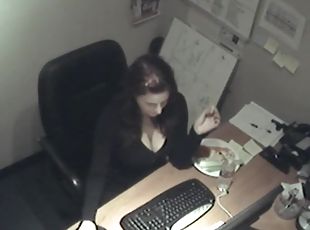 Aroused sugar fingering her cock-craving twat at her office