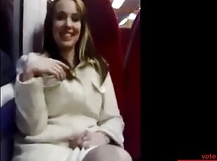 British Girl Fingered and gives a Blow Job on Train