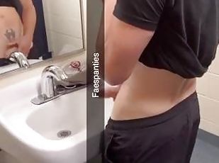 Slut blow me and then gets nailed in public bathroom