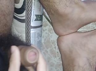 Oh nice Big hairy cock man put his Creampie cock on in his feet