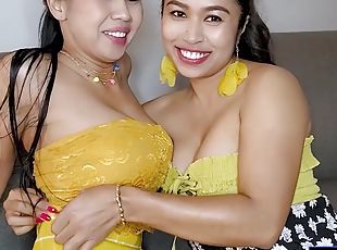 asiatique, gros-nichons, lesbienne, thaï, seins